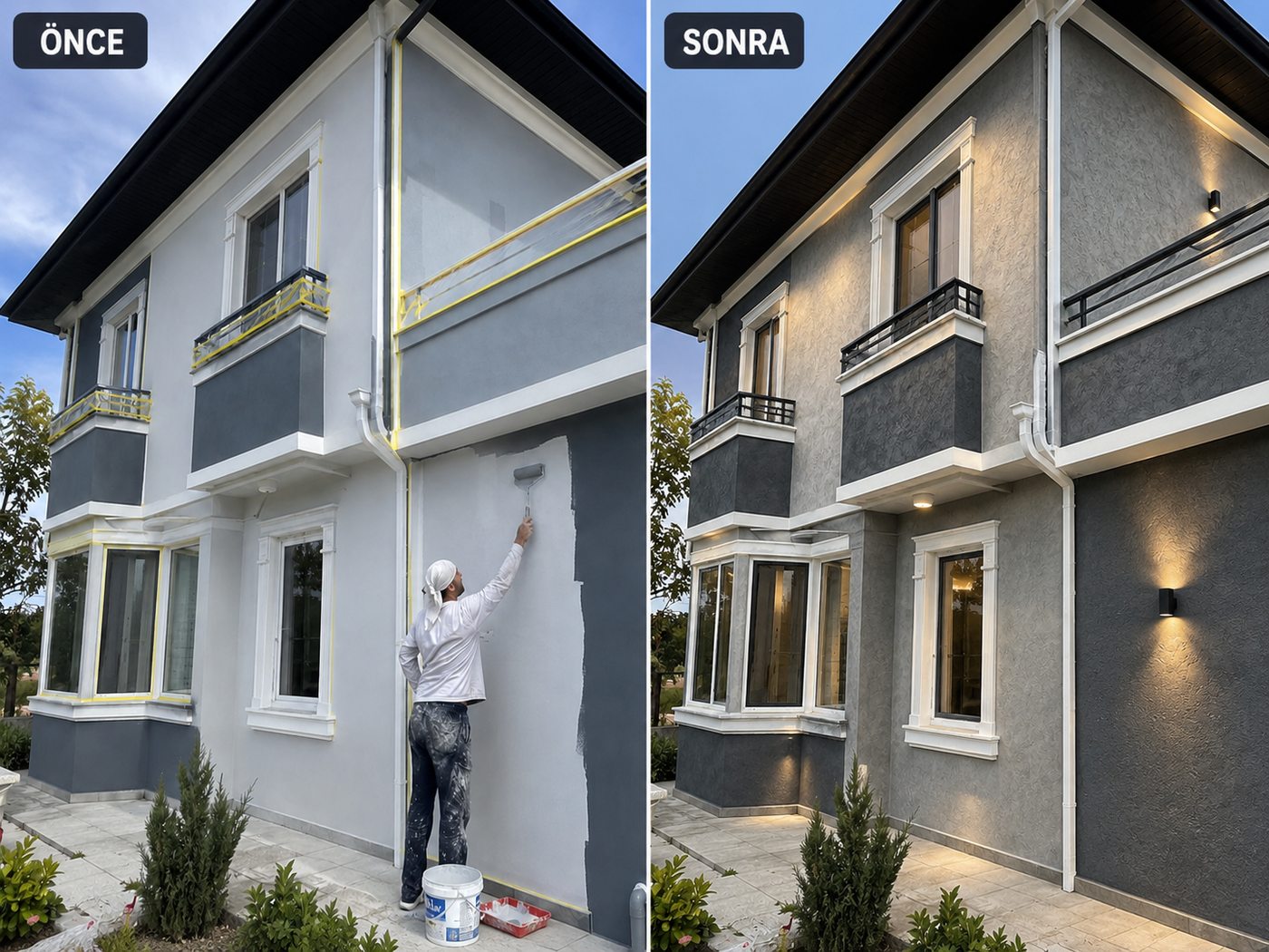 Tepecik dış cephe boya öncesi ve sonrası